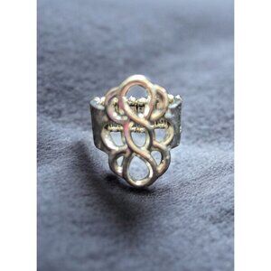 New Silvertone Adjustable Stretch Ring Openwork Filigree OSFM One Size Fits Most
